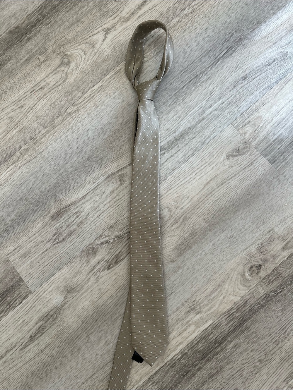 H&M Taupe Polka Dot Slim Silk Tie